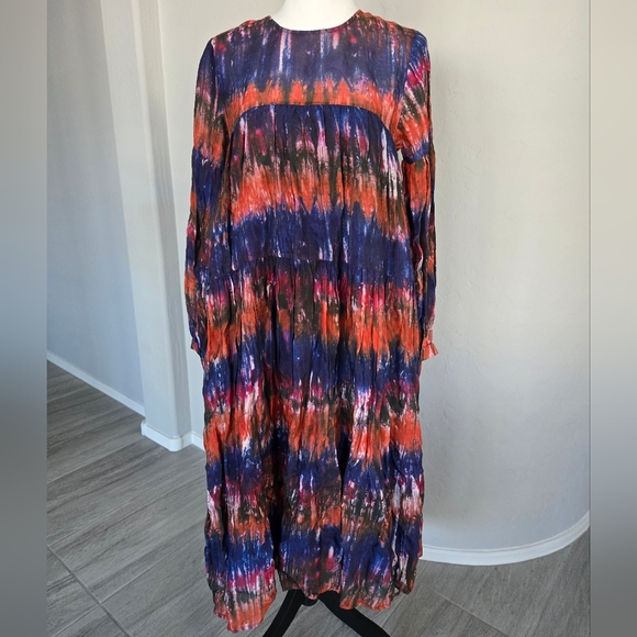 Anthropologie Norblack Norwhite Agatha Tie Dye Drapey Boho Maxi Dress Sz S - Picture 2 of 12